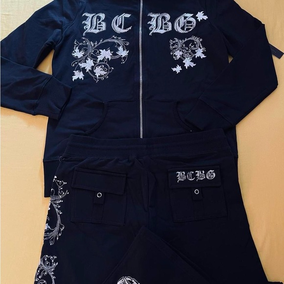 BCBGMaxAzria Black Track Pants & Hoodie set - Picture 1 of 6